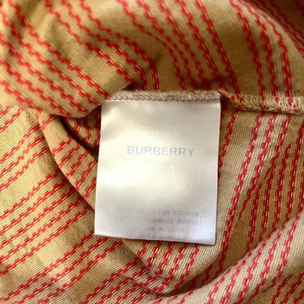 Burberry Golf Y2K Vintage Camel Cotton Red Stripe Womens Polo T-Shirt Top Size M - Picture 5 of 10